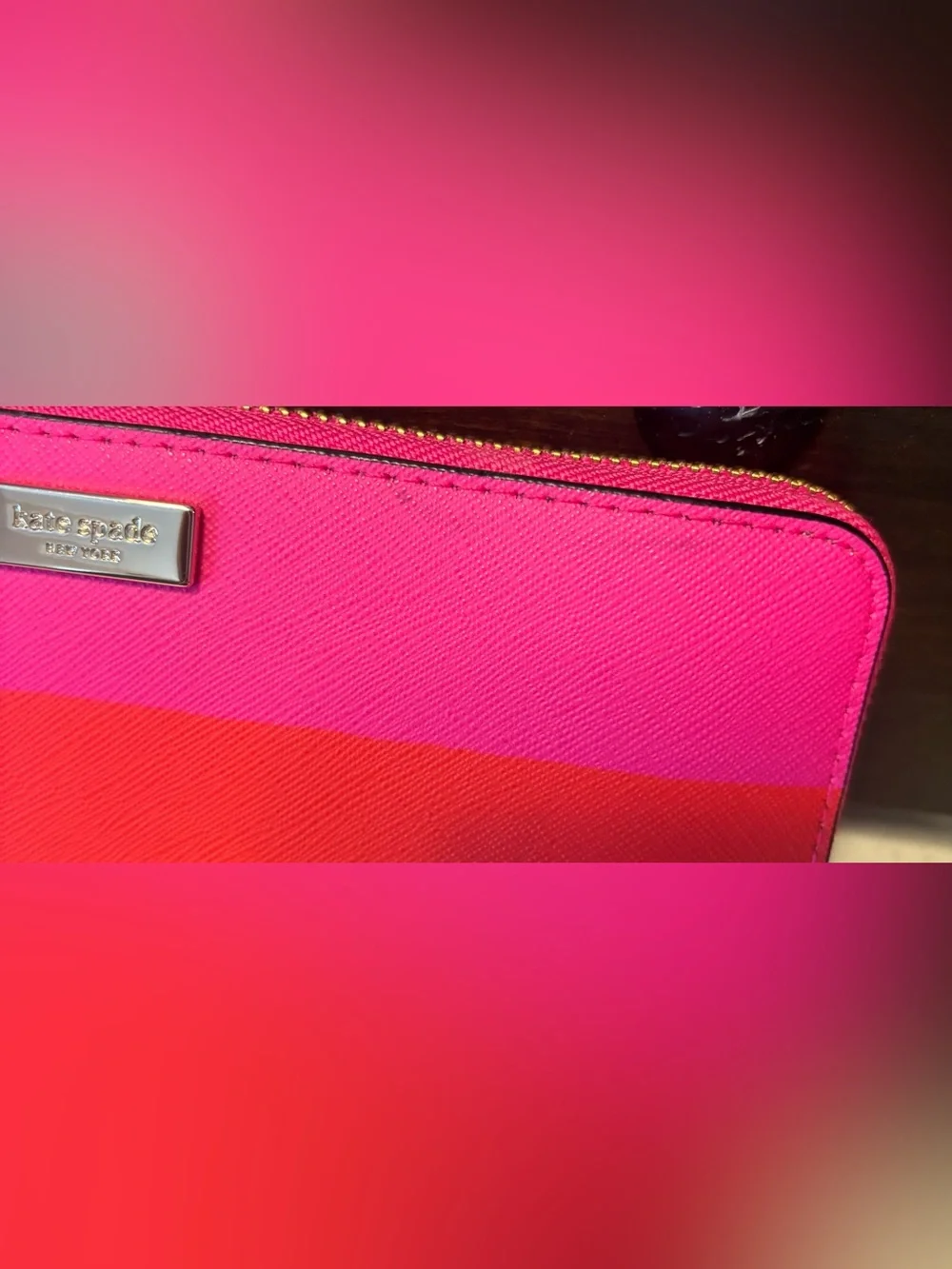 Kate Spade Laurel Way Neda Bonita Stripe Continental Wallet – Pink/Red Multi